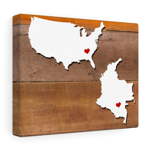 Colombia USA Map Personalized City Hearts Canvas Wall Art ! - Geardurr