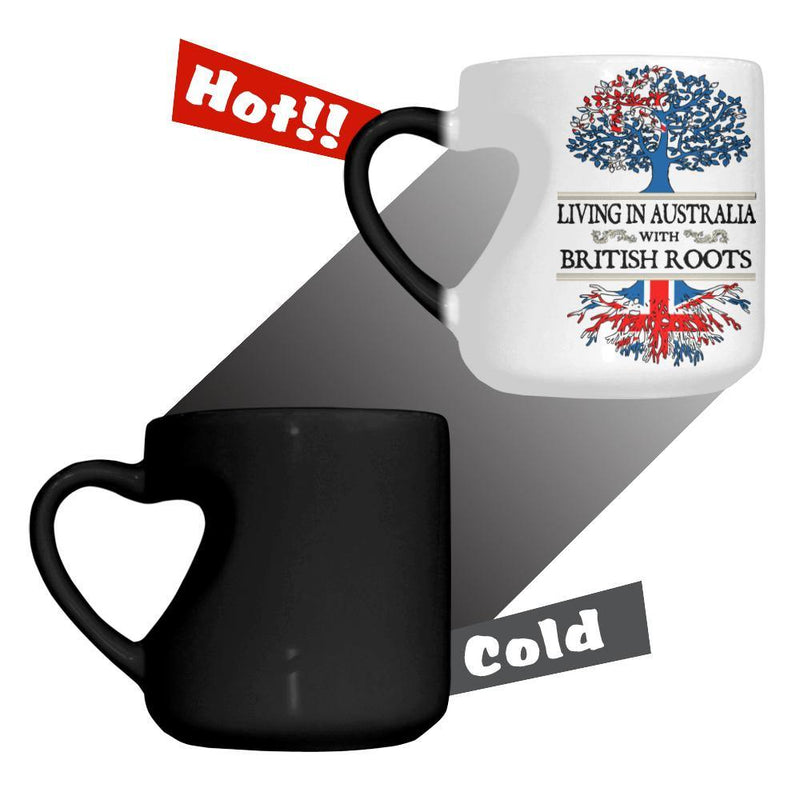 Living in Australia With British Roots Heart Color Changing Mug - Geardurr