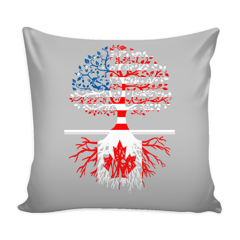 American Grown With Canadian Roots Pillow Cover - Geardurr