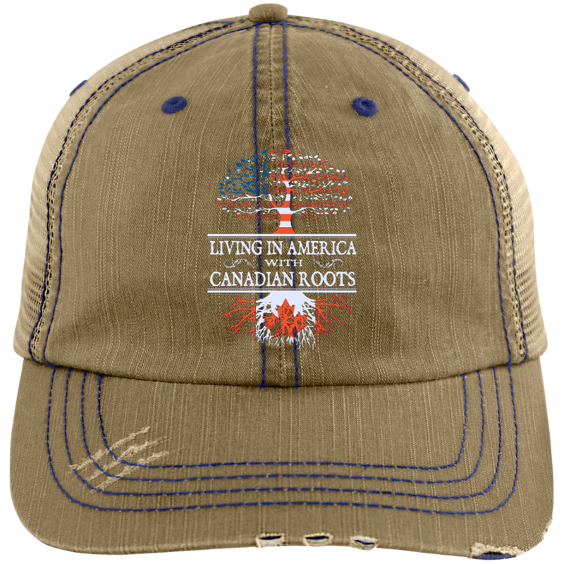 Living in America With Canadian Roots Trucker Cap - Geardurr