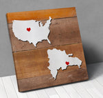 Dominican USA Map Personalized City Hearts Canvas Wall Art ! - Geardurr