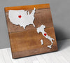 Italy Usa Map Personalized With City Hearts Canvas Wall Art ! - Geardurr