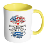 Living in America With Greek Roots Accent Mugs ! - Geardurr