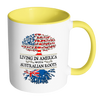 Living in America With Australian Roots Accent Mugs ! - Geardurr