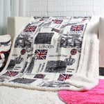 double layer thick USA US UK ENGLAND BRITISH flag fleece sherpa plush faux fur tv sofa gift blanket throw blankets 50x60inch