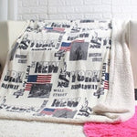 double layer thick USA US UK ENGLAND BRITISH flag fleece sherpa plush faux fur tv sofa gift blanket throw blankets 50x60inch